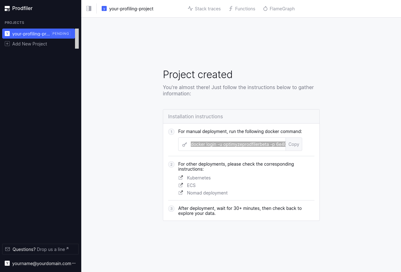 project created page